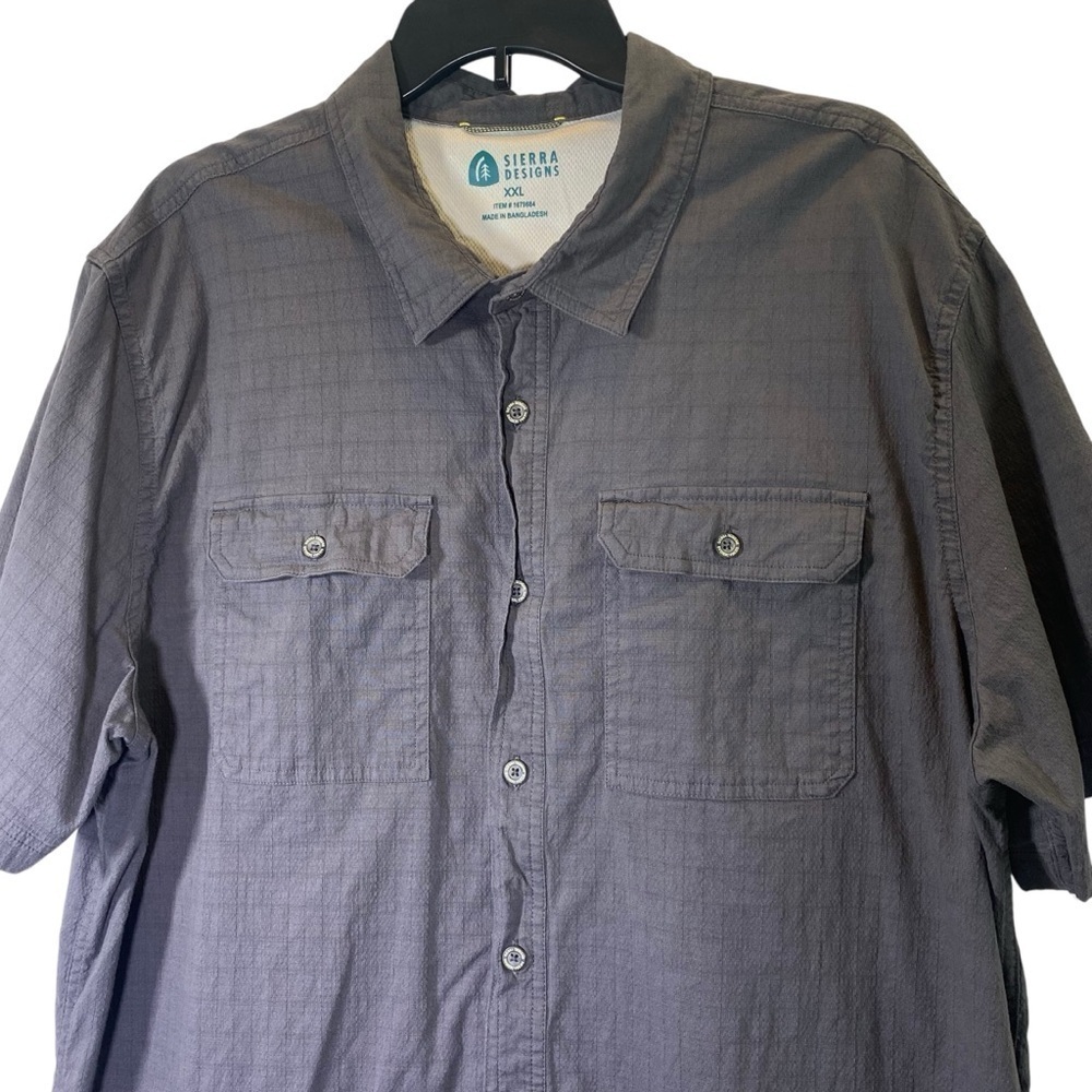 SIERRA DESIGN Men size XXL Gray short sleeve tech work outdoors button up shirt - Picture 3 of 7